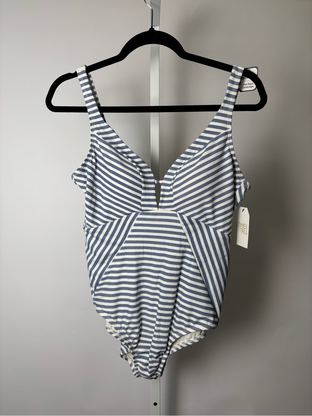 Women Striped One-Piece Swimsuit - Blue & White #P394